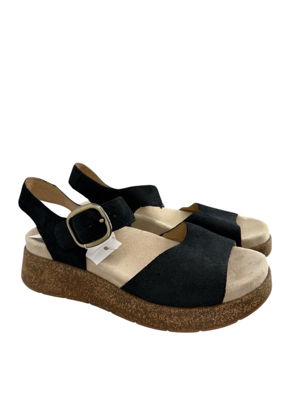 Dansko Black Suede Platform Sandals with Buckle